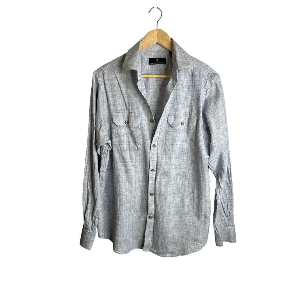 Hart‎ Schaffner Marx Men's Linen Blend Button Down Sport Shirt Size M